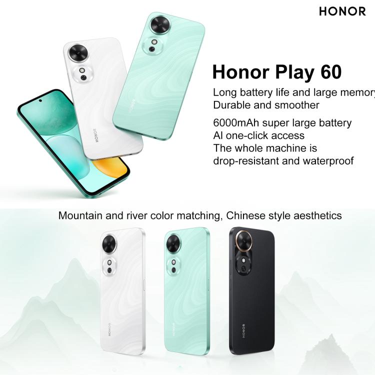 Honor Play 60, 6GB+128GB, Side Fingerprint, 6.61 inch MagicOS 9.0 Dimensity 6300 Octa Core, Network: 5G, OTG, Play 60, 6GB+128GB, 6GB+128GB Honor Play 60, 6GB+128GB, Side Fingerprint, 6.61 inch MagicOS 9.0 Dimensity 6300 Octa Core, Network: 5G, OTG, Play 60, 6GB+128GB, 6GB+128GB